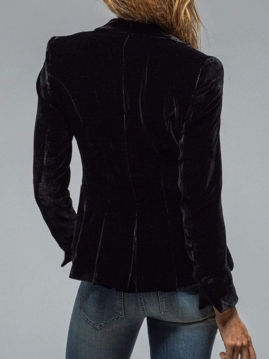 Velvet Blazer-Style Outerwear Top