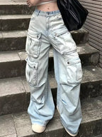 American Retro Pocket Workwear Cargo Jeans