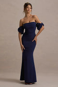 Elegant Fit-and-Flare Bubble Sleeve Strapless Party Dress