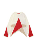 Contrast Star Jacquard Irregular Hem Sweater