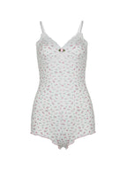 Ditsy Floral Print Lace Trim V Neck Sleeveless Jumpsuit