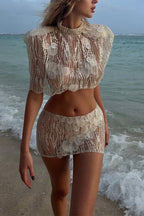 Sun-Kissed Sheer Embellished Two-Piece Set