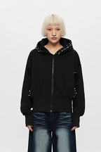 Pearl Zip-Up Loose Hoodie