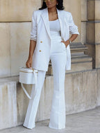 Casual Suit Wide-leg Trousers Suit 2-piece Sets