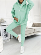 Sporty Casual Hoodie Sweatshirt, Ribbed Slim Fit Vest And Pants Three-piece Set