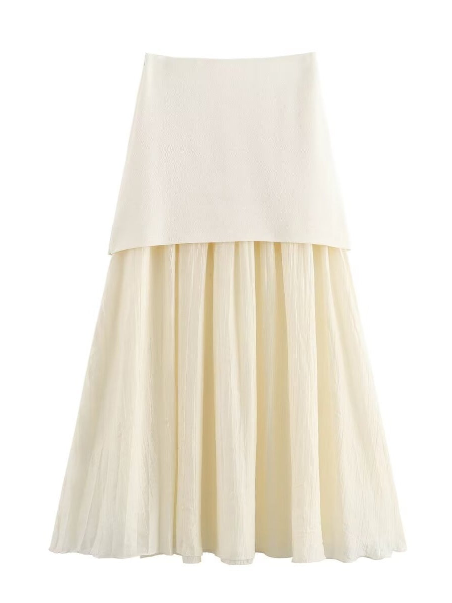 V-neck With Gold Buttons Vest Pleated Skirt 2-piece Sets