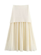 V-neck With Gold Buttons Vest Pleated Skirt 2-piece Sets