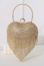 Luxury Heart Shape Rhinestones Tassel Evening Handbag