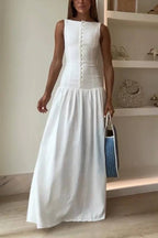 Alice Timeless Sleeveless Button Dress Statement Occasion Edit