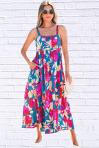 Floral High Waist Sleeveless Flared Maxi Dress