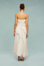 Pleated Halter Neck Ruffle Trim High-Low Maxi Gown