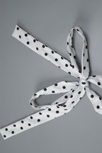 White Cowl Neck Halter Polka Dot Asymmetrical Hem Midi Dress