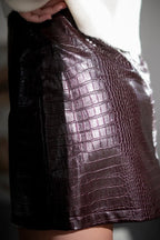 Crocodile Pattern PU Leather High Waist Mini Skirt