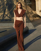 Pleated Tassel Irregular Pants Set