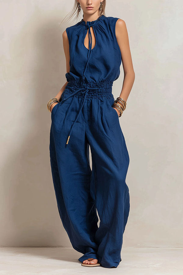 Chic Sleeveless Top and High-Waisted Wide-Leg Pants