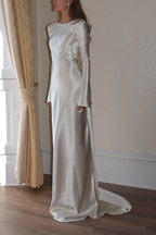 Robyn Exclusive Pearl Eden Maxi Dress with an Open Cowl Neckline and Satin Back Premium Wardrobe Essential