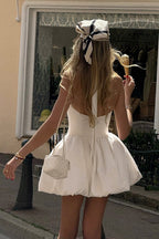 Halter Neck Bubble Hem Puff Skirt Mini Dress