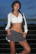 Crop Top Slim Fit Zip-Up Cardigan Hoodie