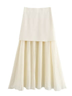 V-neck With Gold Buttons Vest Pleated Skirt 2-piece Sets
