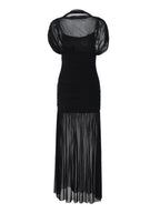 Fitted, Bodycon Maxi Dress With Mesh Panels