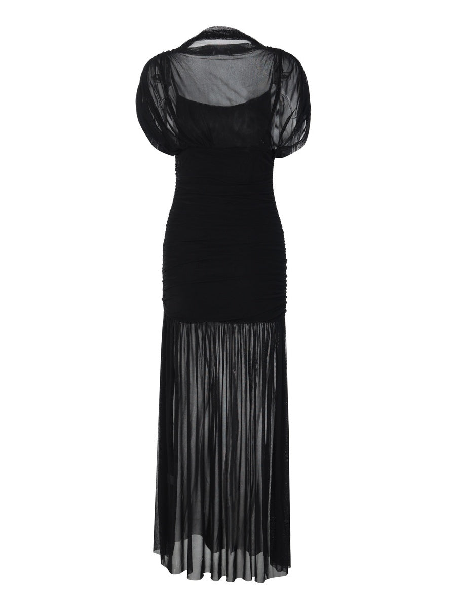 Fitted, Bodycon Maxi Dress With Mesh Panels
