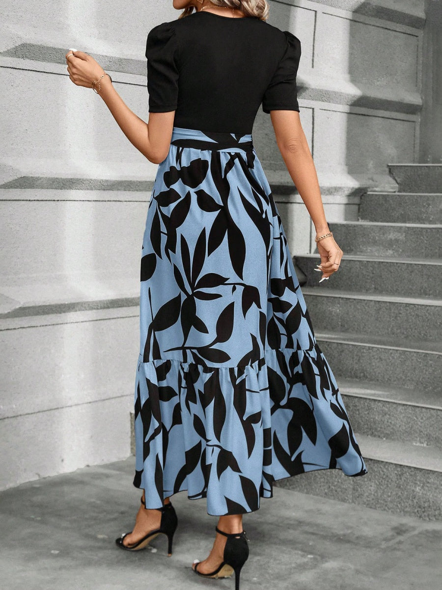 Floral Print High-waisted Long Dress