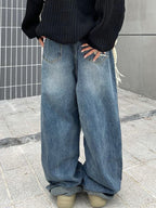 Retro Washed Dangle Mopping Boyfriend Jeans