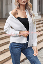 Tiko Miko Corduroy Button Down Long Sleeve Pocket Striped Shirt
