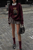 Bear Embroidery Oversized Sweater