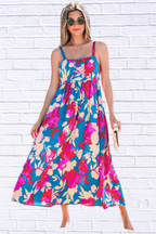 Floral High Waist Sleeveless Flared Maxi Dress