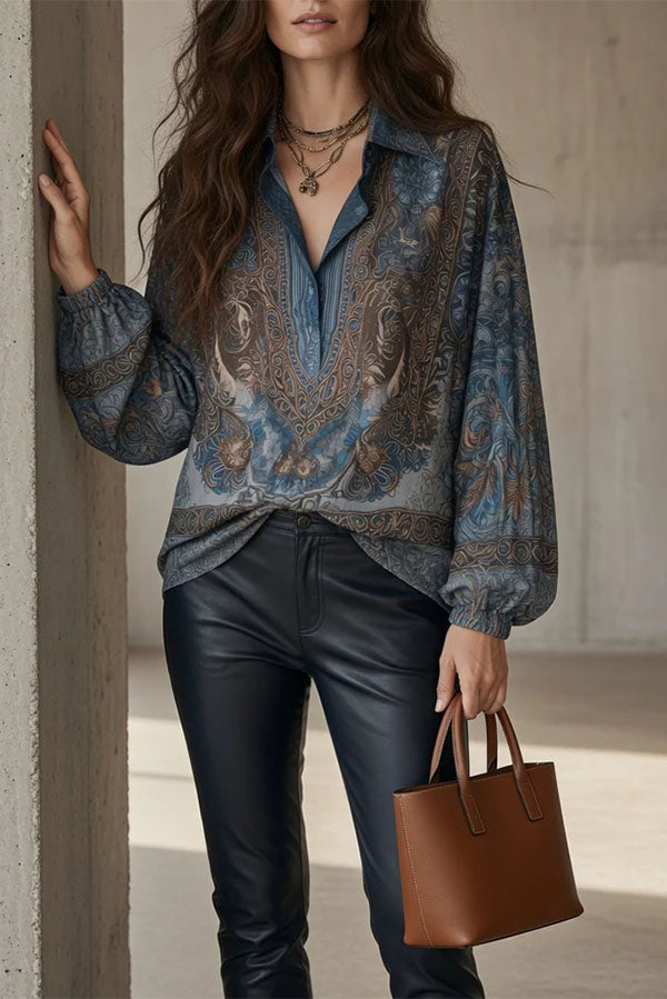Paisley Jacquard Marble Satin Shirt