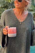 | Patchwork knitted sweater, V-neck, long sleeves