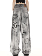 Straight style with retro trendy brand design Boyfriend Jeans