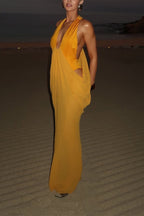 Saffron Muse Draped Halter Dress