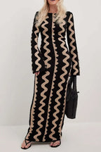 Striped Contrast Slim Knit Sweater Dress