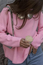 Solid Knit Crewneck Pullover Sweater