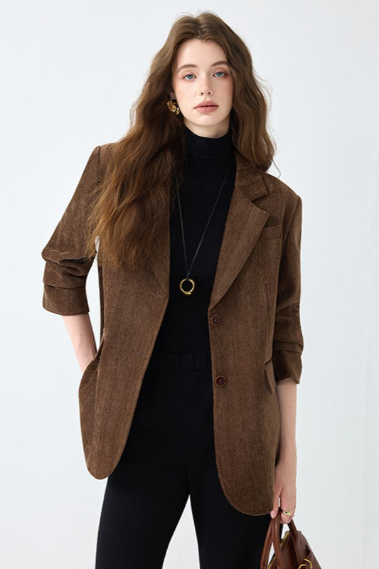 Vintage Solid Color Blazer