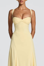 Irie Chiffon Sweetheart Neck Adjustable Straps Back Lace-up Maxi Dress