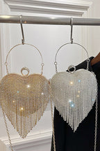 Luxury Heart Shape Rhinestones Tassel Evening Handbag