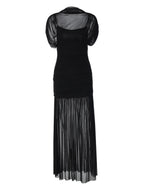 Fitted, Bodycon Maxi Dress With Mesh Panels