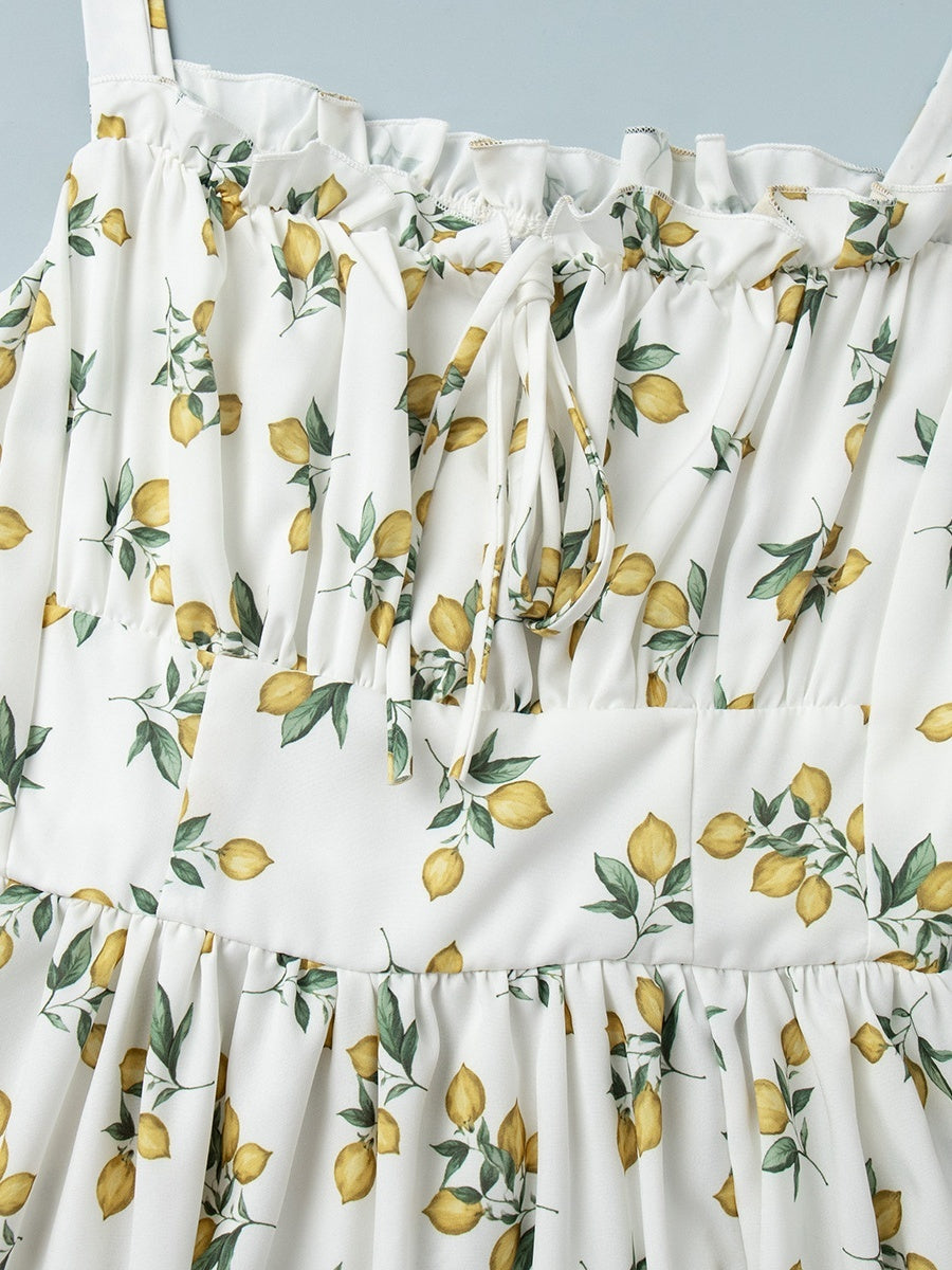 Floral Printed Camisoles High Waist Slit Maxi Dresses