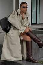 Retro Extra-Long Belted Waist-Tie Loose Overcoat
