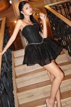Strapless Corset Black Elegant Birthday Mini Dress