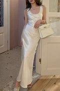Satin Scoop Neck Sleeveless Slip Maxi Dress