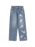 Washed Star Print Boyfriend Jeans