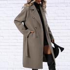 Double-Breasted Tie Waist Coat