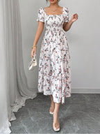 Puff Sleeve Printed Maxi Dresses