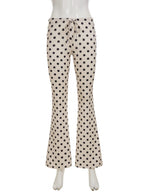 Polka Dots Low-rise Loose-fit Micro-flared Pants