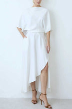 Half Sleeves Split Pocketed Maxi Dress