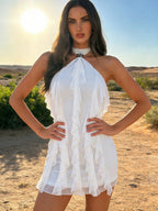 Halter Ruffle Hip-hugging Formal Dress Vacation Mini&Short Dresses